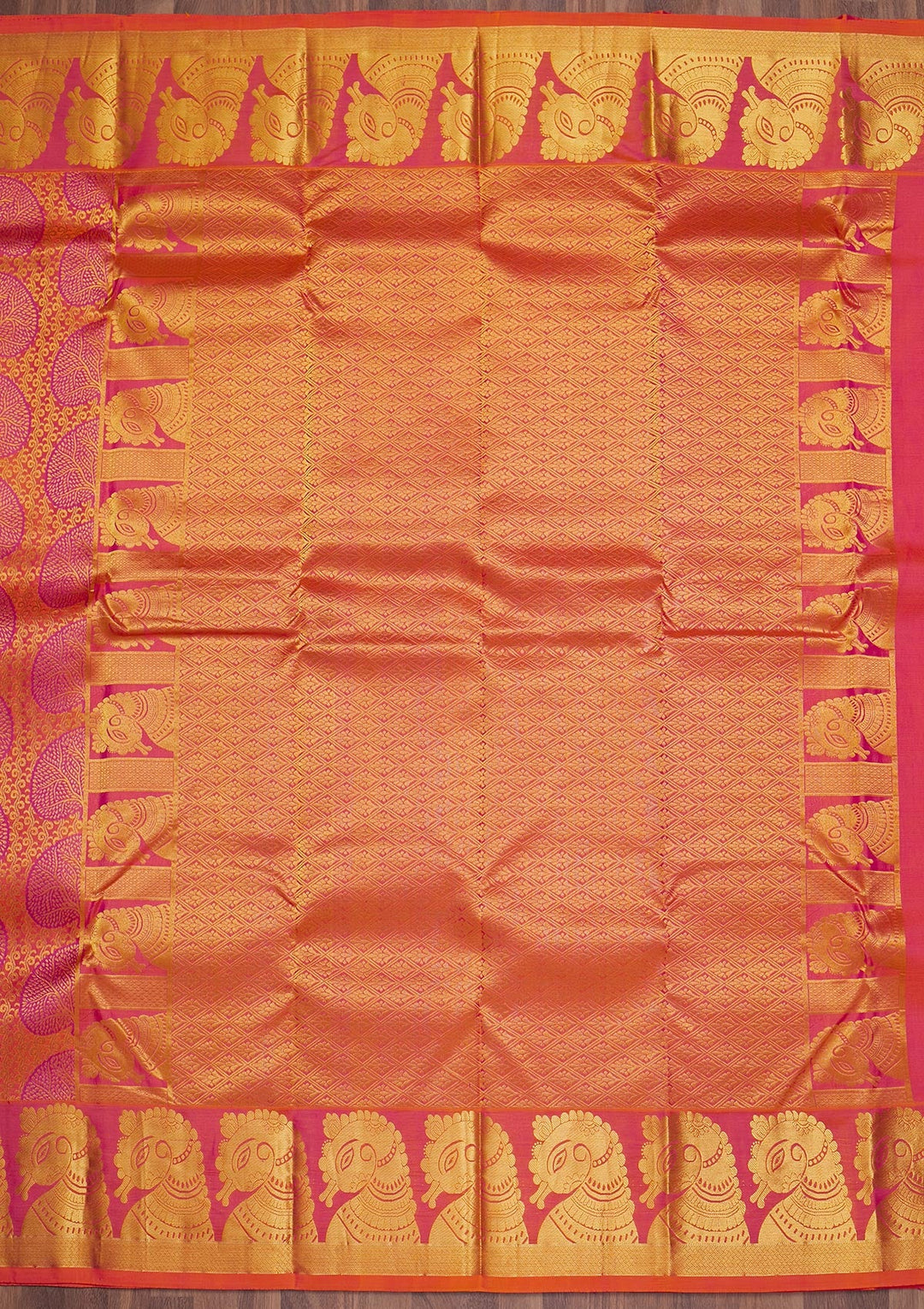 Orange Zariwork Pure Silk Saree-Koskii