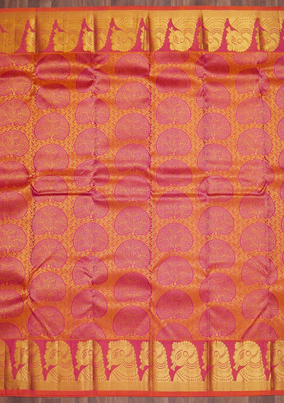 Orange Zariwork Pure Silk Saree-Koskii