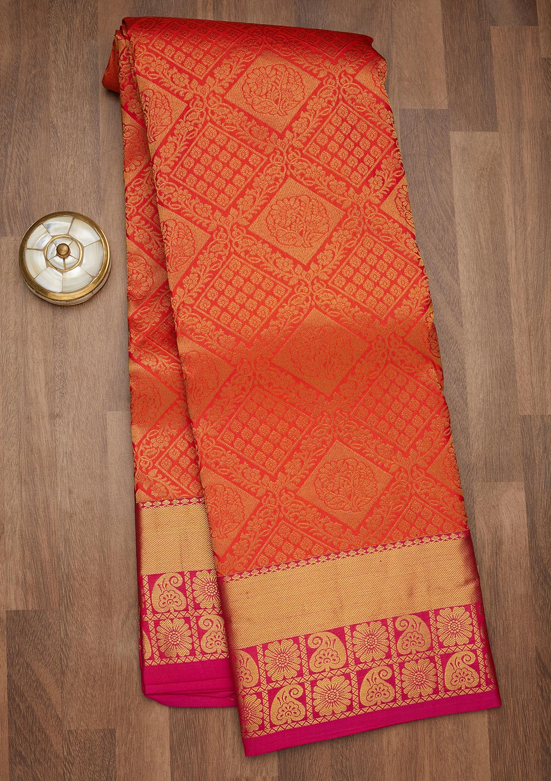 Peach Zariwork Pure Silk Saree-Koskii