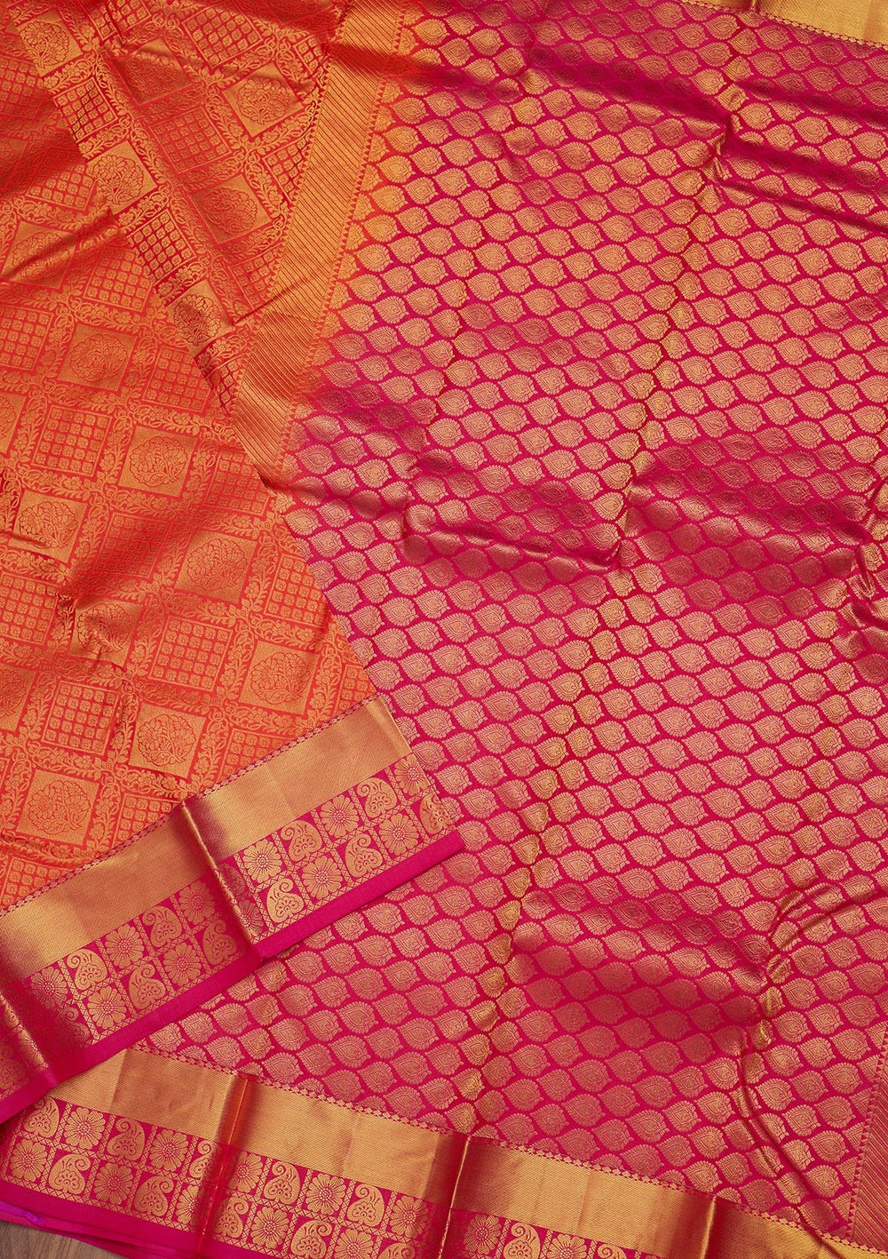 Peach Zariwork Pure Silk Saree-Koskii