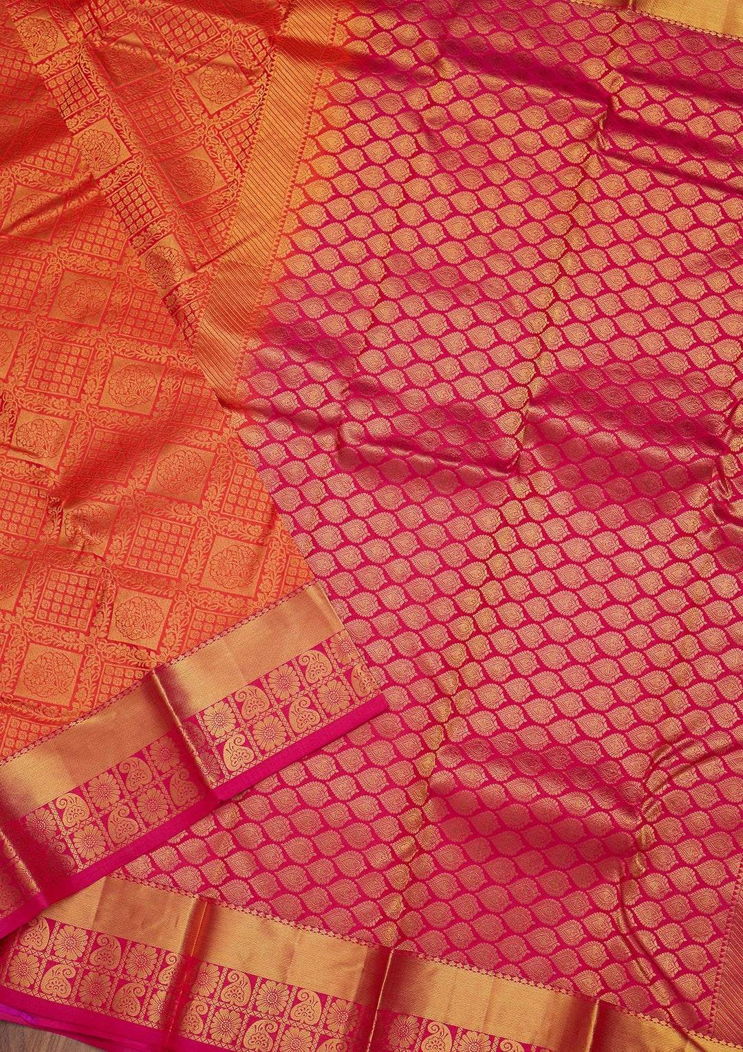 Peach Zariwork Pure Silk Saree-Koskii