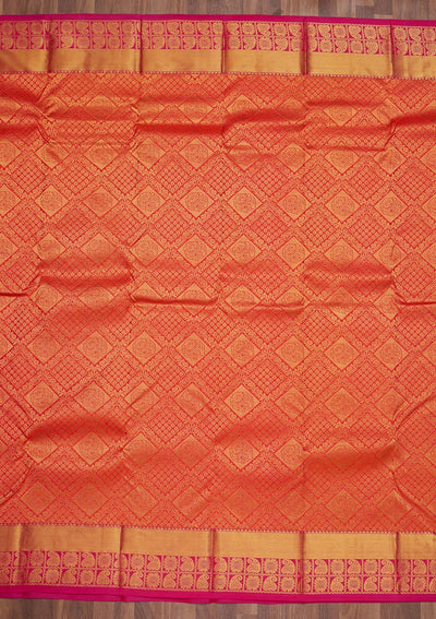 Peach Zariwork Pure Silk Saree-Koskii