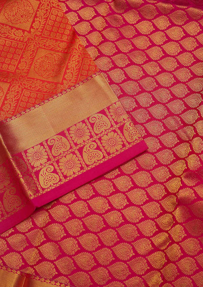 Peach Zariwork Pure Silk Saree-Koskii