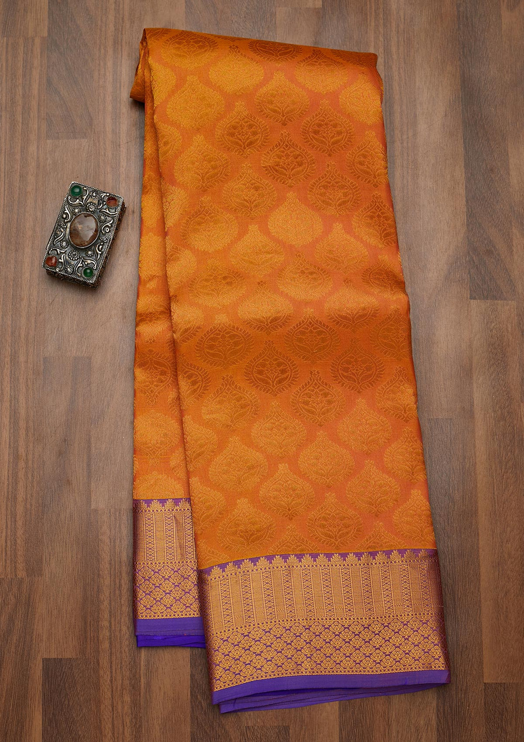 Peach Zariwork Pure Silk Saree-Koskii