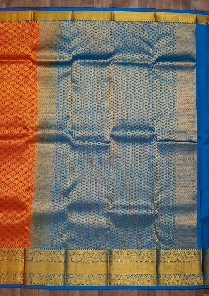 Peach Zariwork Pure Silk Saree-Koskii