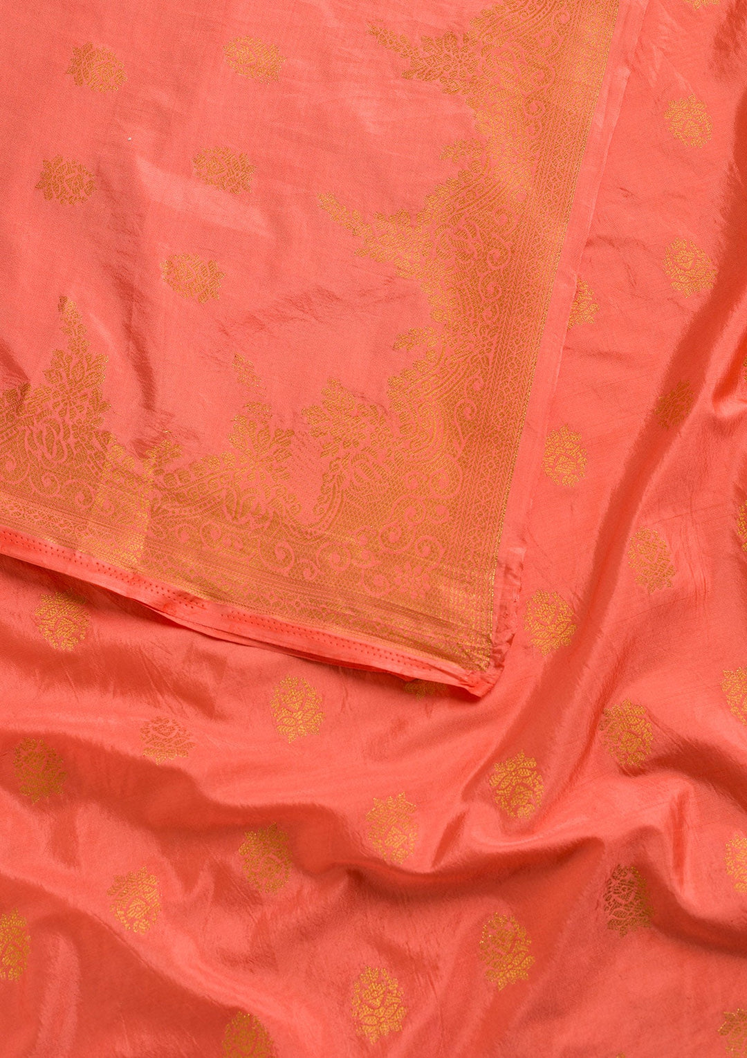 Peach Zariwork Raw Silk Dupatta-Koskii