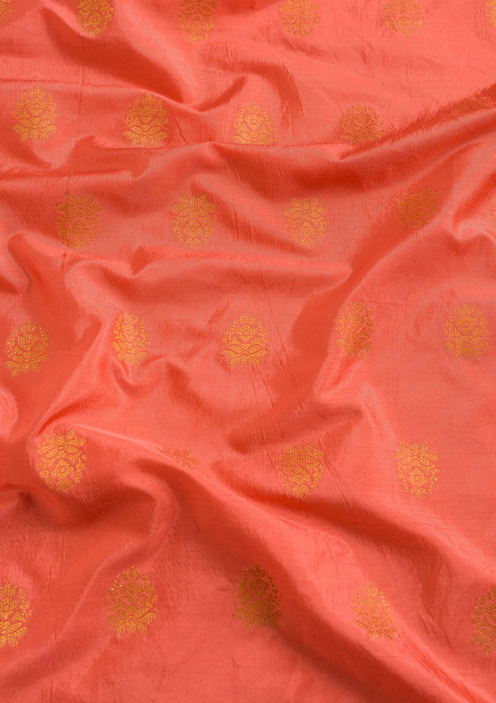 Peach Zariwork Raw Silk Dupatta-Koskii