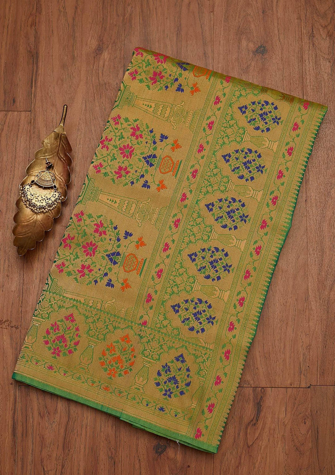 Peach Zariwork Raw Silk Designer Saree - koskii