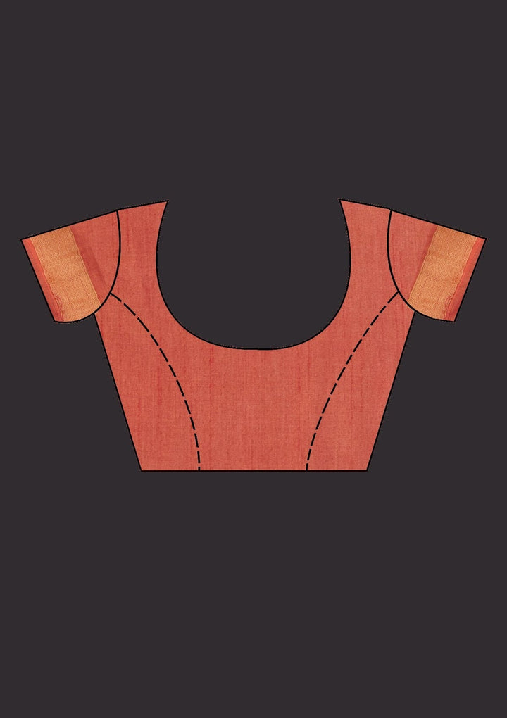 Peach Zariwork Raw Silk Designer Saree - koskii