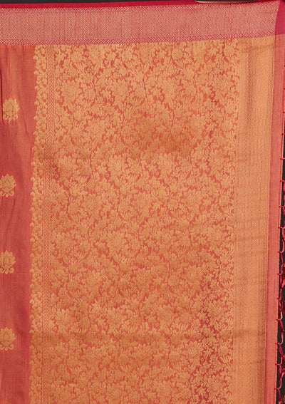 Peach Zariwork Raw Silk Designer Saree - koskii