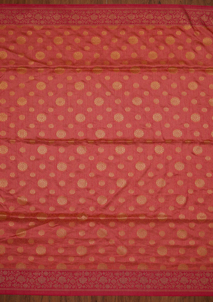 Peach Zariwork Raw Silk Designer Saree - koskii