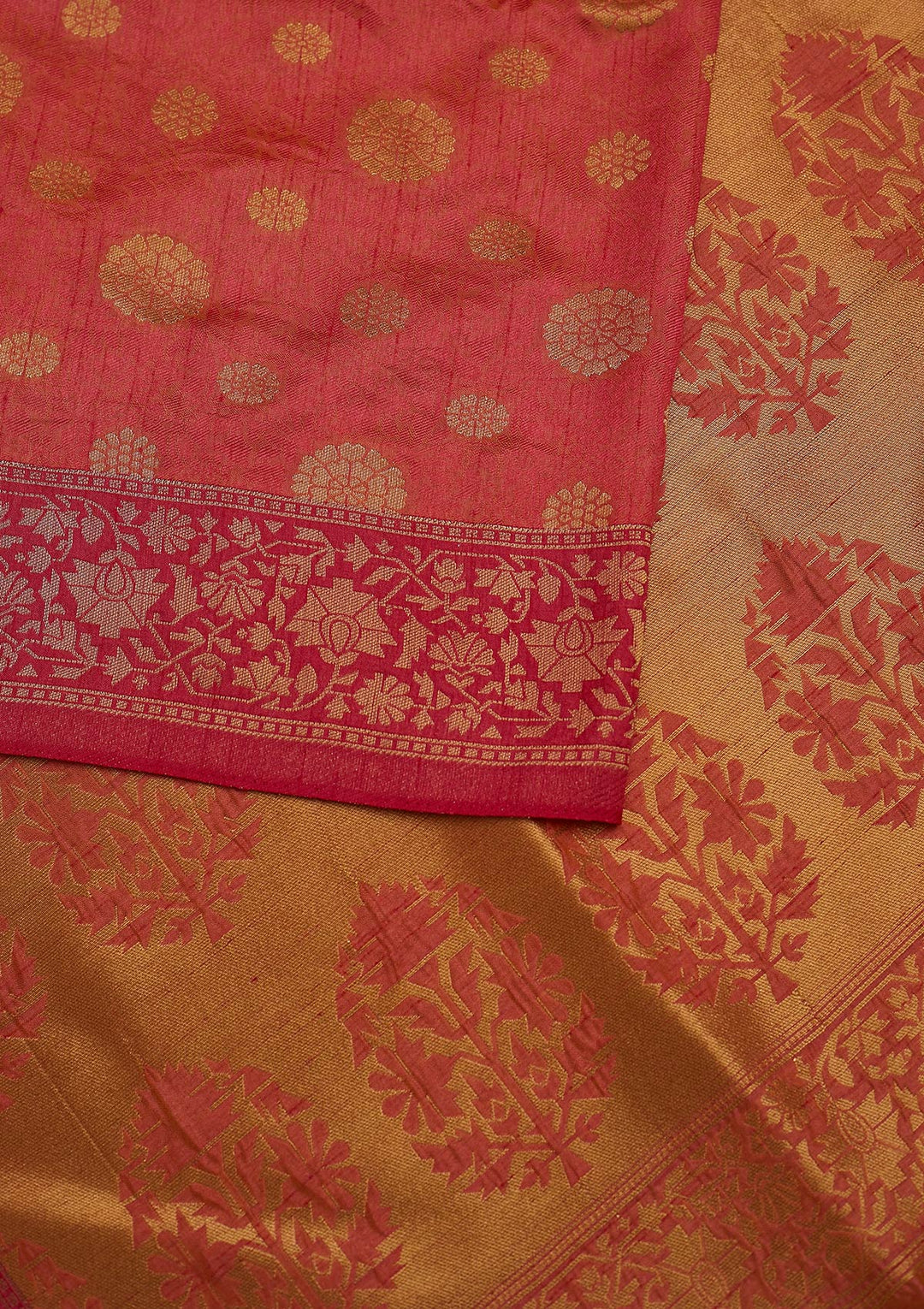 Peach Zariwork Raw Silk Designer Saree - koskii