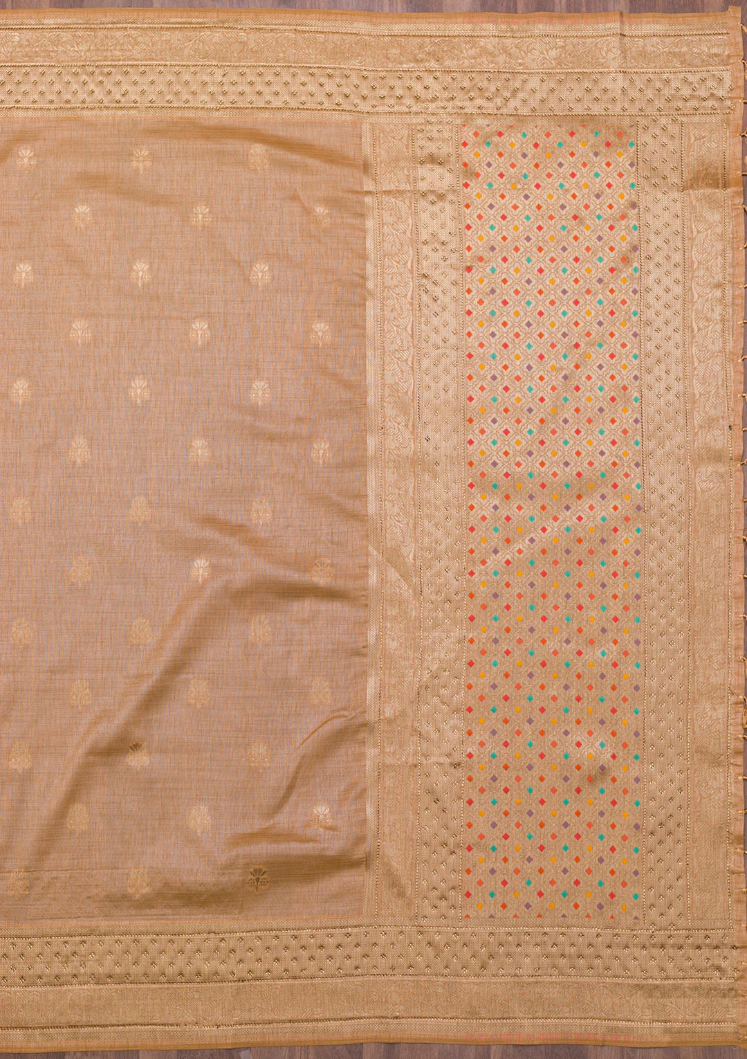 Peach Zariwork Raw Silk Saree-Koskii