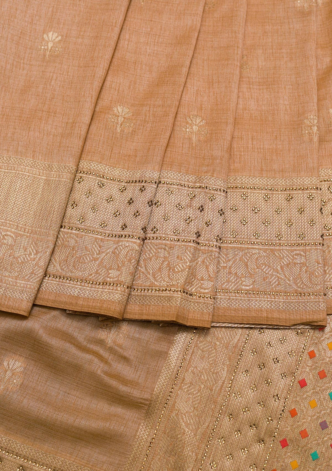 Peach Zariwork Raw Silk Saree-Koskii
