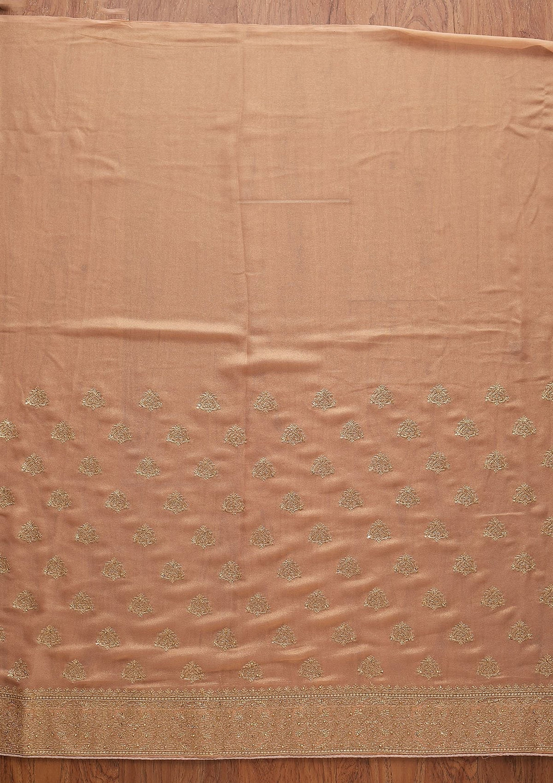Peach Zariwork Shimmer Designer Saree - koskii
