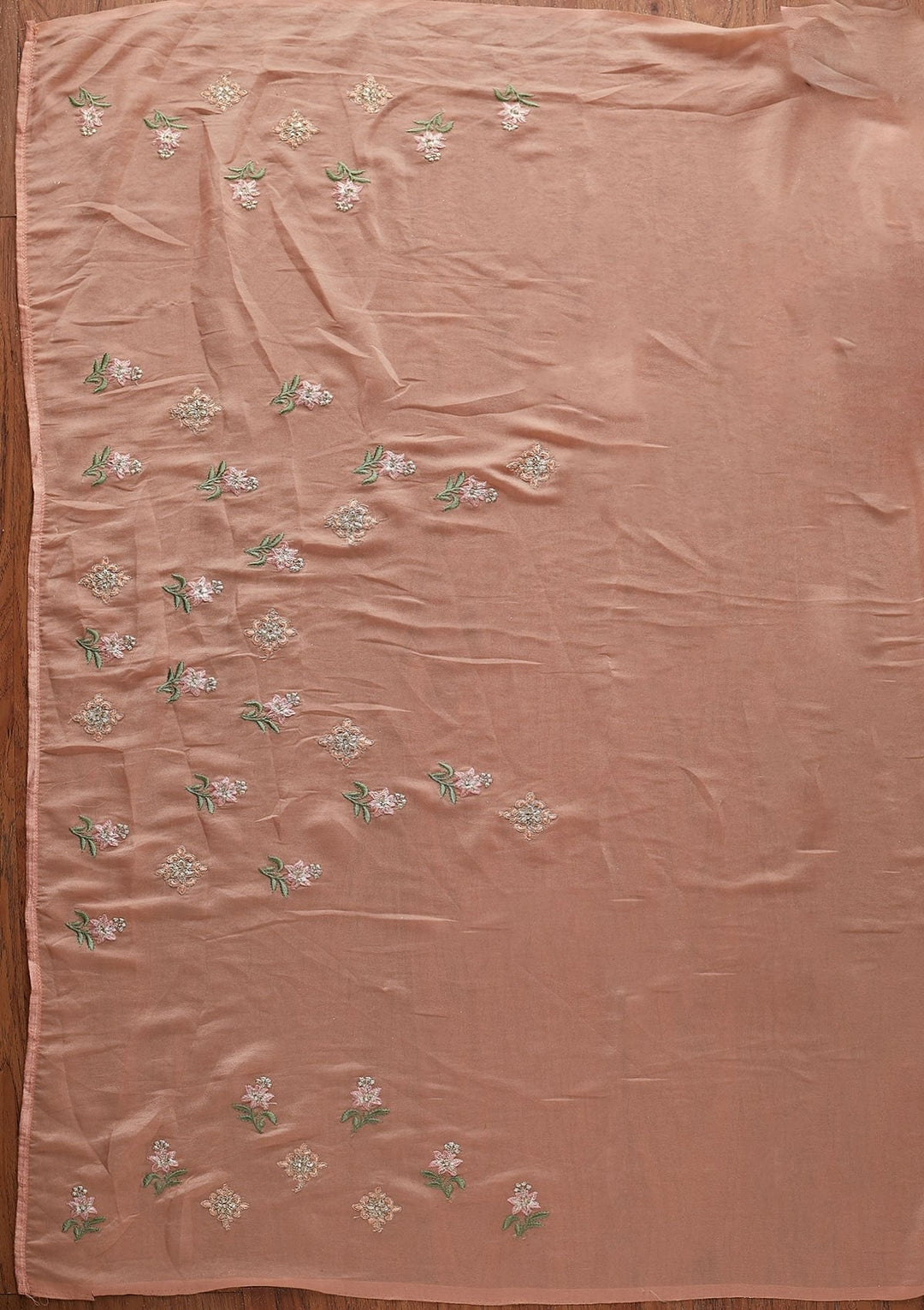 Peach Zariwork Shimmer Designer Saree - koskii