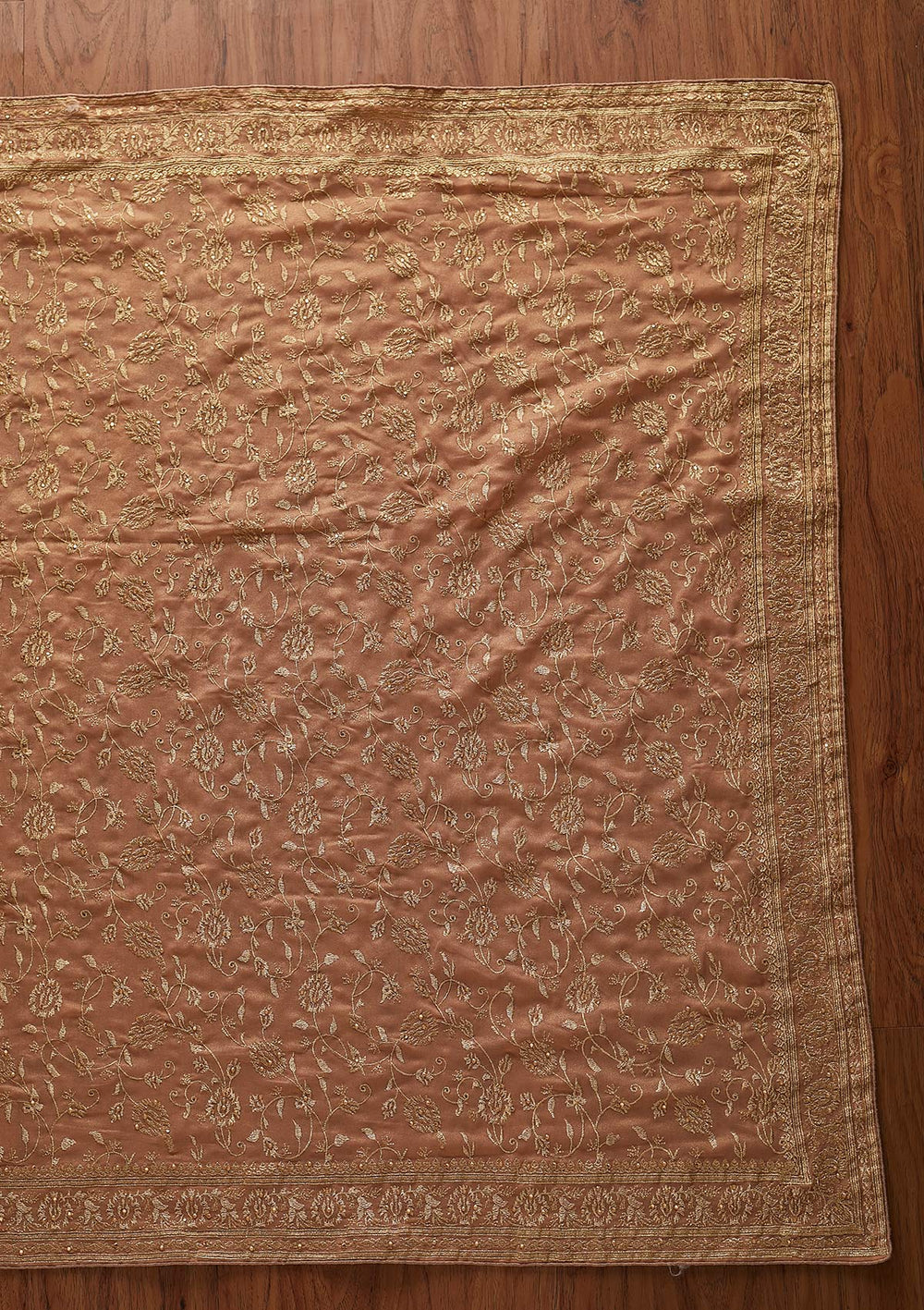 Peach Zariwork Shimmer Designer Saree - koskii