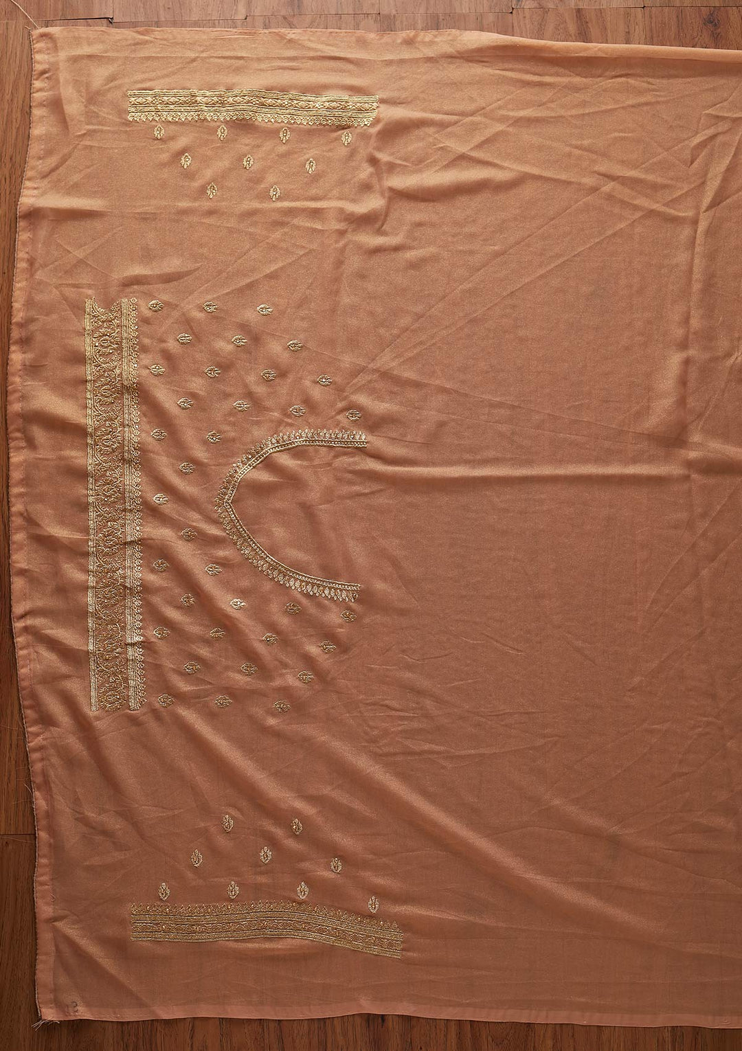 Peach Zariwork Shimmer Designer Saree - koskii