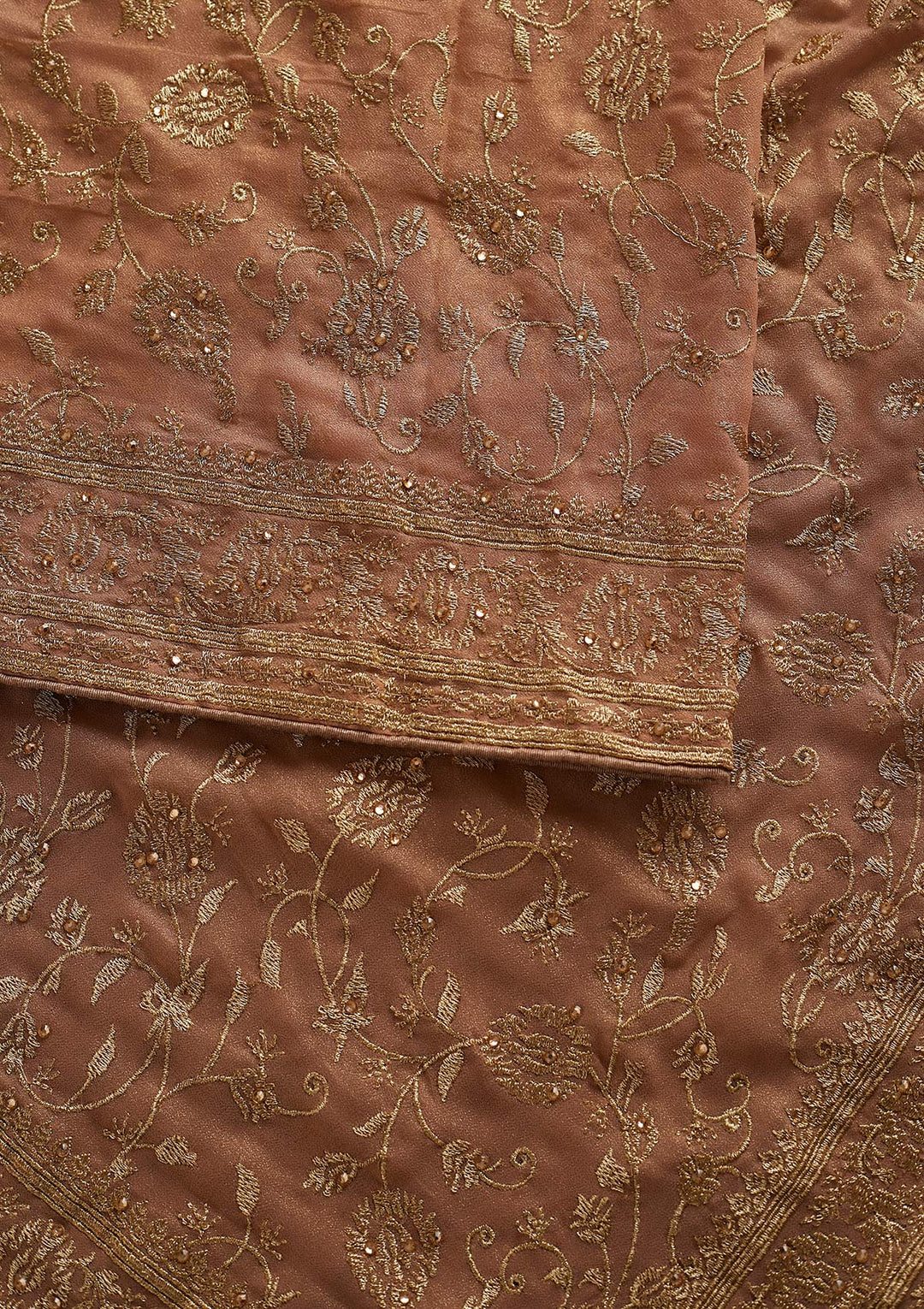 Peach Zariwork Shimmer Designer Saree - koskii