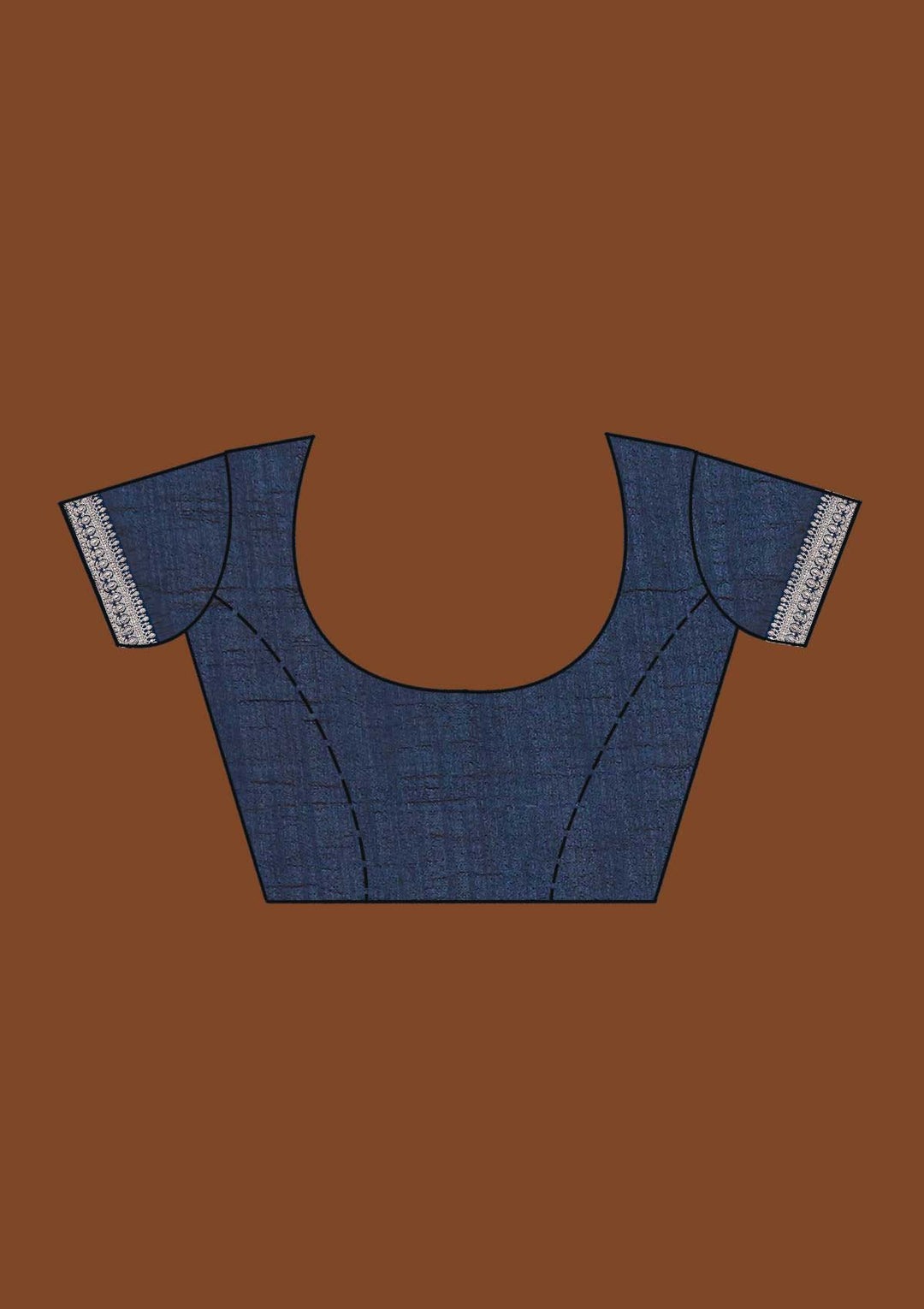 Peacock Blue Silver Stonework Raw Silk Saree-Koskii