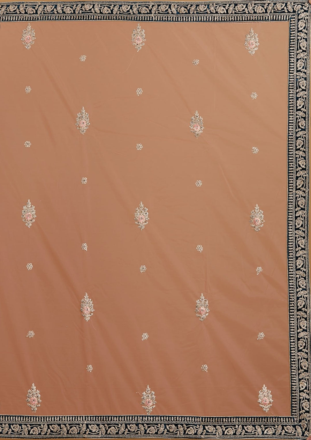 Peacock Blue Silver Stonework Velvet Designer Semi-Stitched Lehenga - koskii