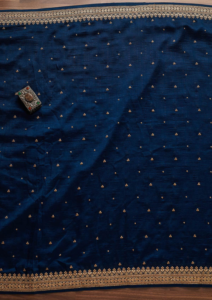 Peacock Blue Stonework Georgette Designer Unstitched Salwar Suit - Koskii