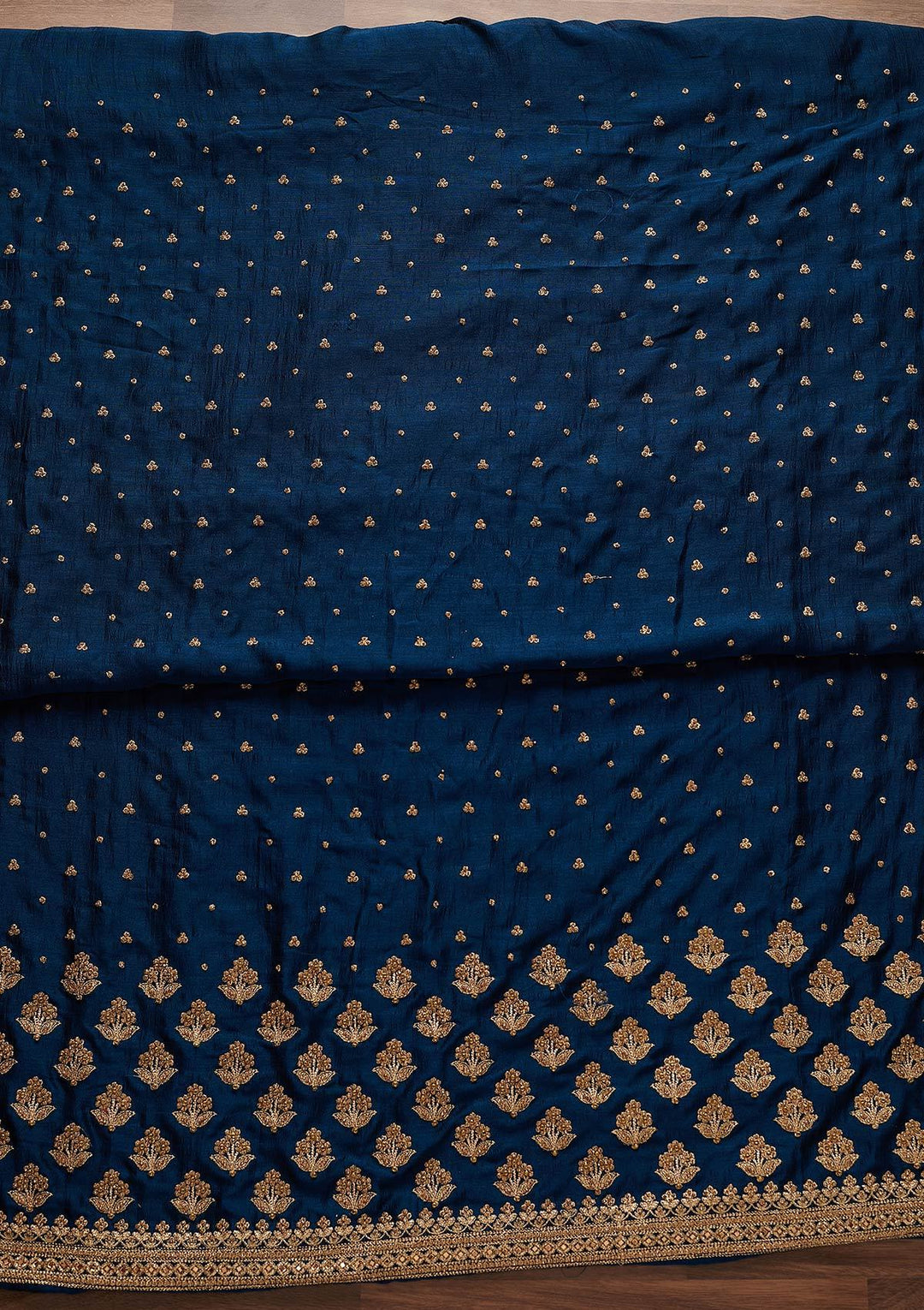 Peacock Blue Stonework Georgette Designer Unstitched Salwar Suit - Koskii