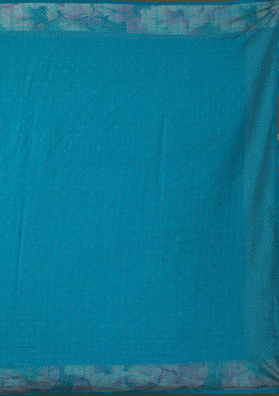 Peacock Blue Stonework Raw Silk Saree-Koskii