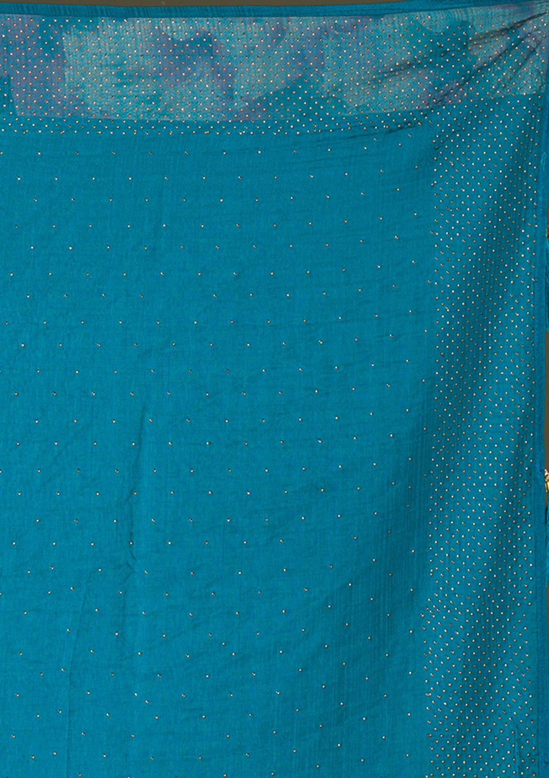 Peacock Blue Stonework Raw Silk Saree-Koskii