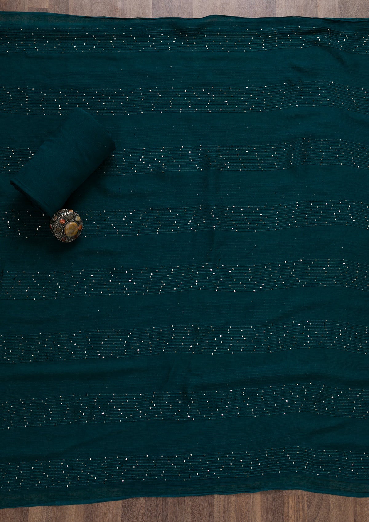Peacock Blue Soft Silk Swarovski Unstitched Salwar Suit-koskii