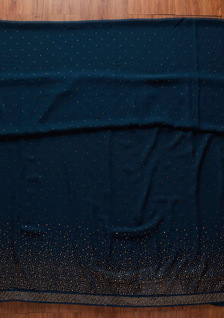 Peacock Blue Swarovski Georgette Designer Unstitched Salwar Suit - koskii