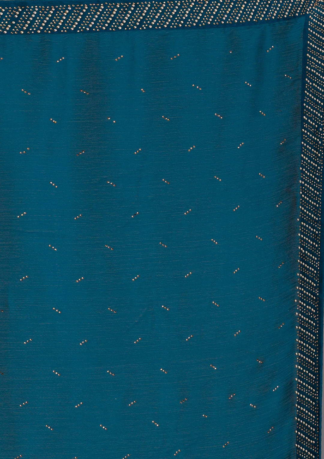 Peacock Blue Swarovski Semi Crepe Saree-Koskii