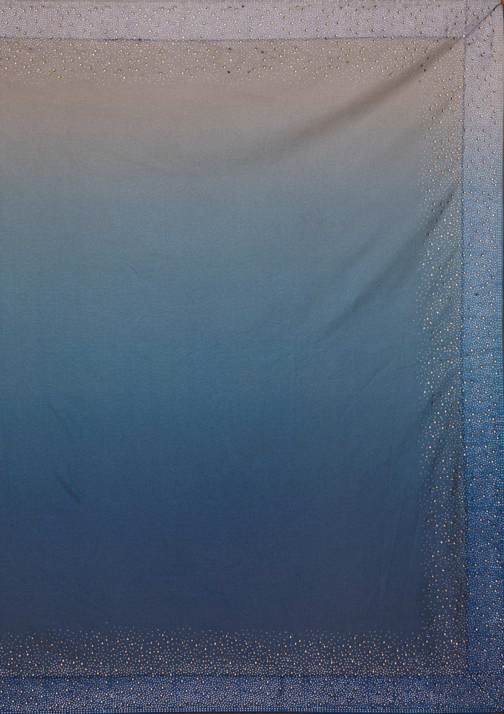 Peacock Blue Swarovski Tissue Designer Saree - Koskii