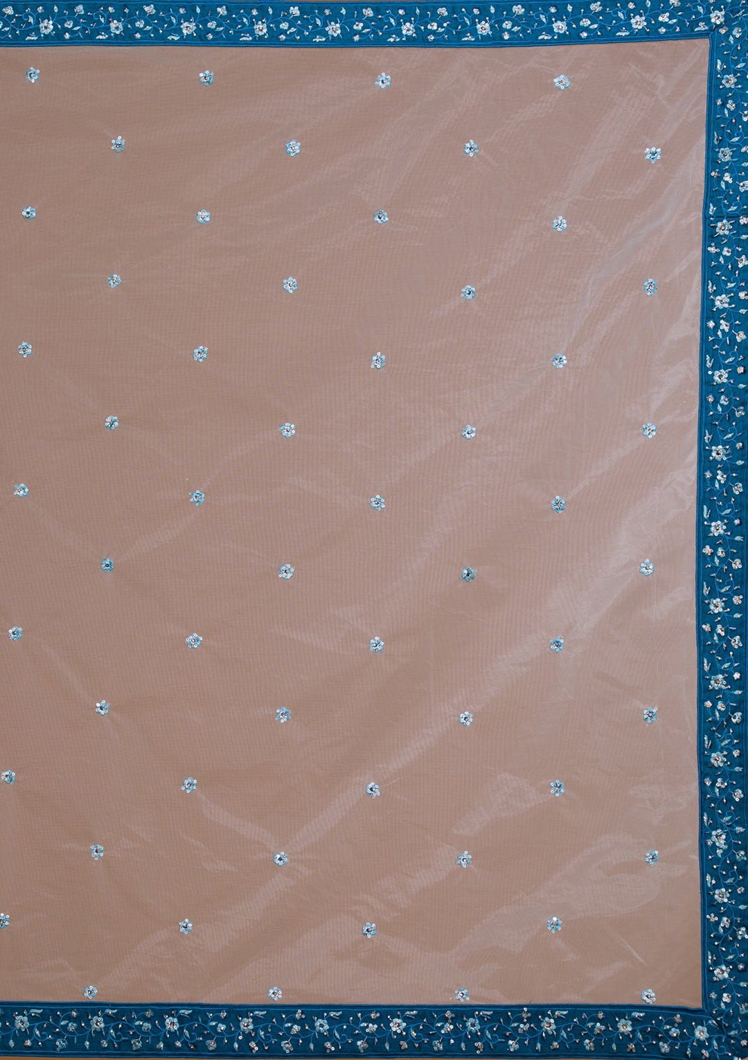 Peacock Blue Threadwork Raw Silk Designer Lehenga-Koskii
