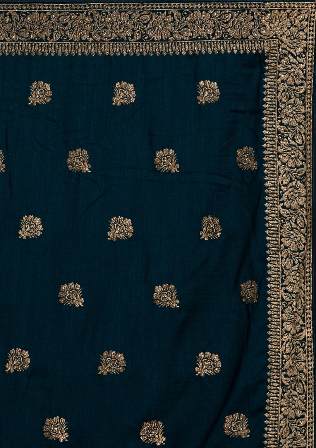 Peacock Blue Zariwork Art Silk Designer Saree - koskii