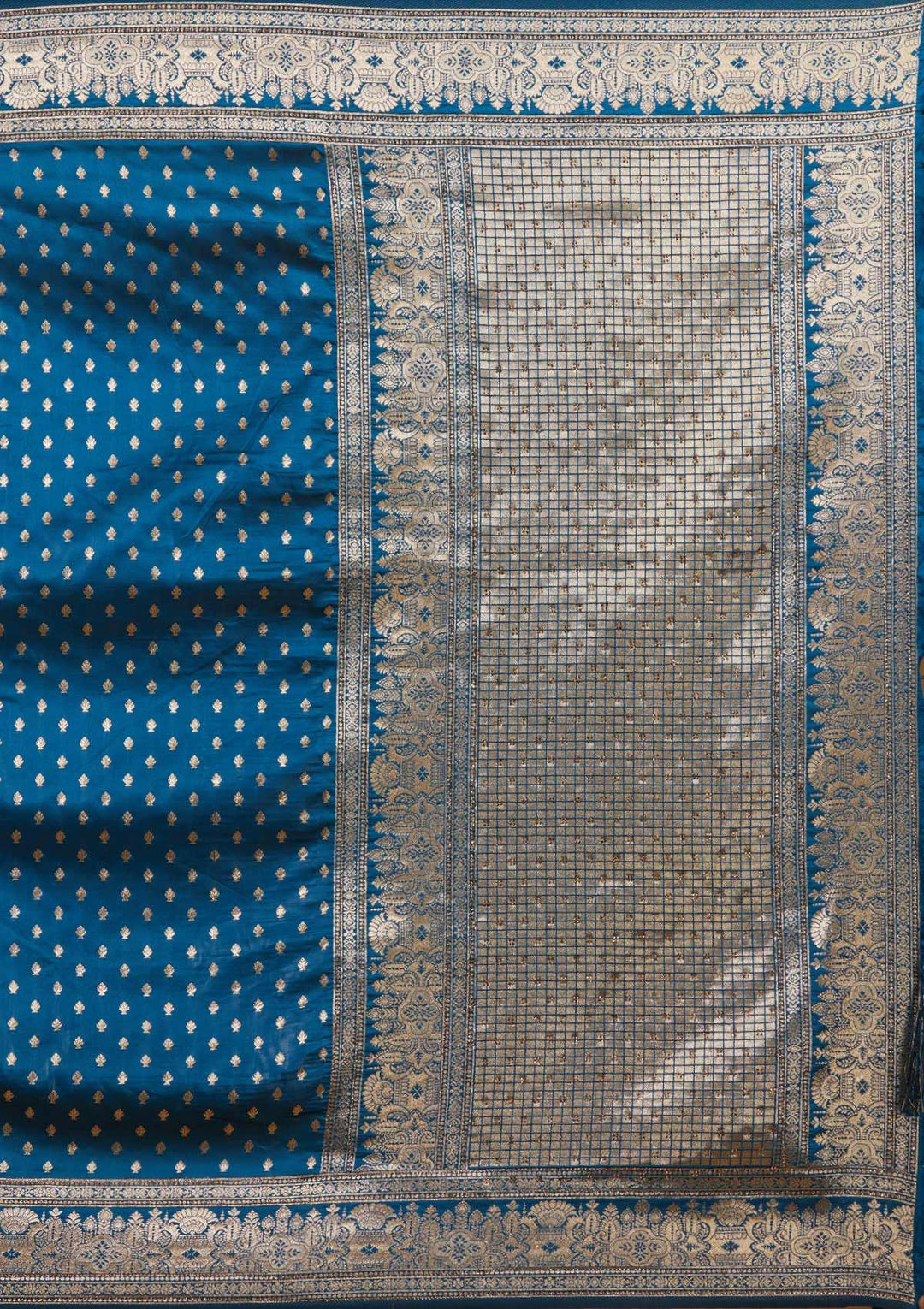 Peacock Blue Zariwork Banarasi Designer Saree - Koskii