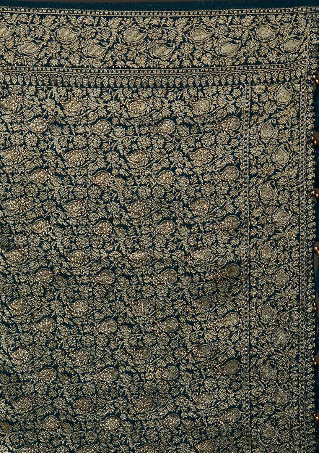 Peacock Blue Zariwork Banarasi Designer Saree - Koskii