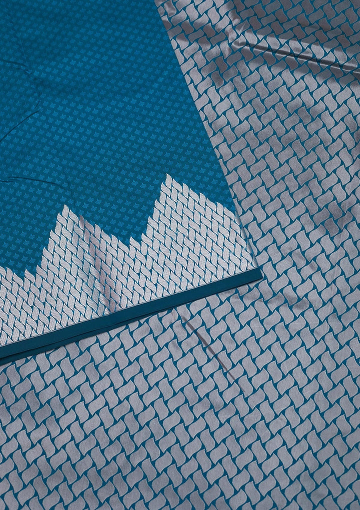 Peacock Blue Zariwork Banarasi Saree - Koskii