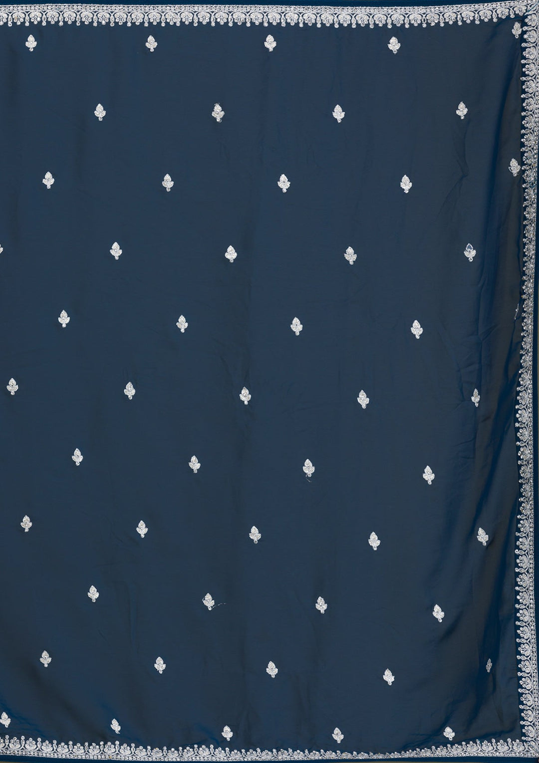 Peacock Blue Zariwork Georgette Readymade Lehenga-Koskii