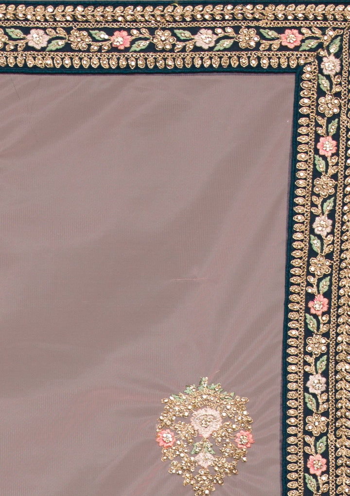 Peacock Blue Zariwork Georgette Lehenga-koskii