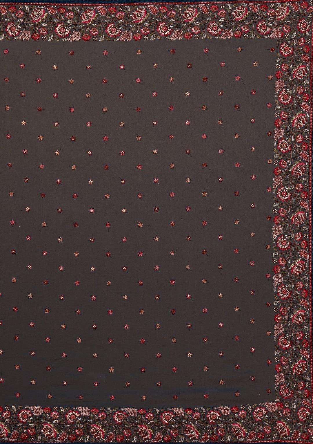 Peacock Blue Zariwork Georgette Saree-Koskii