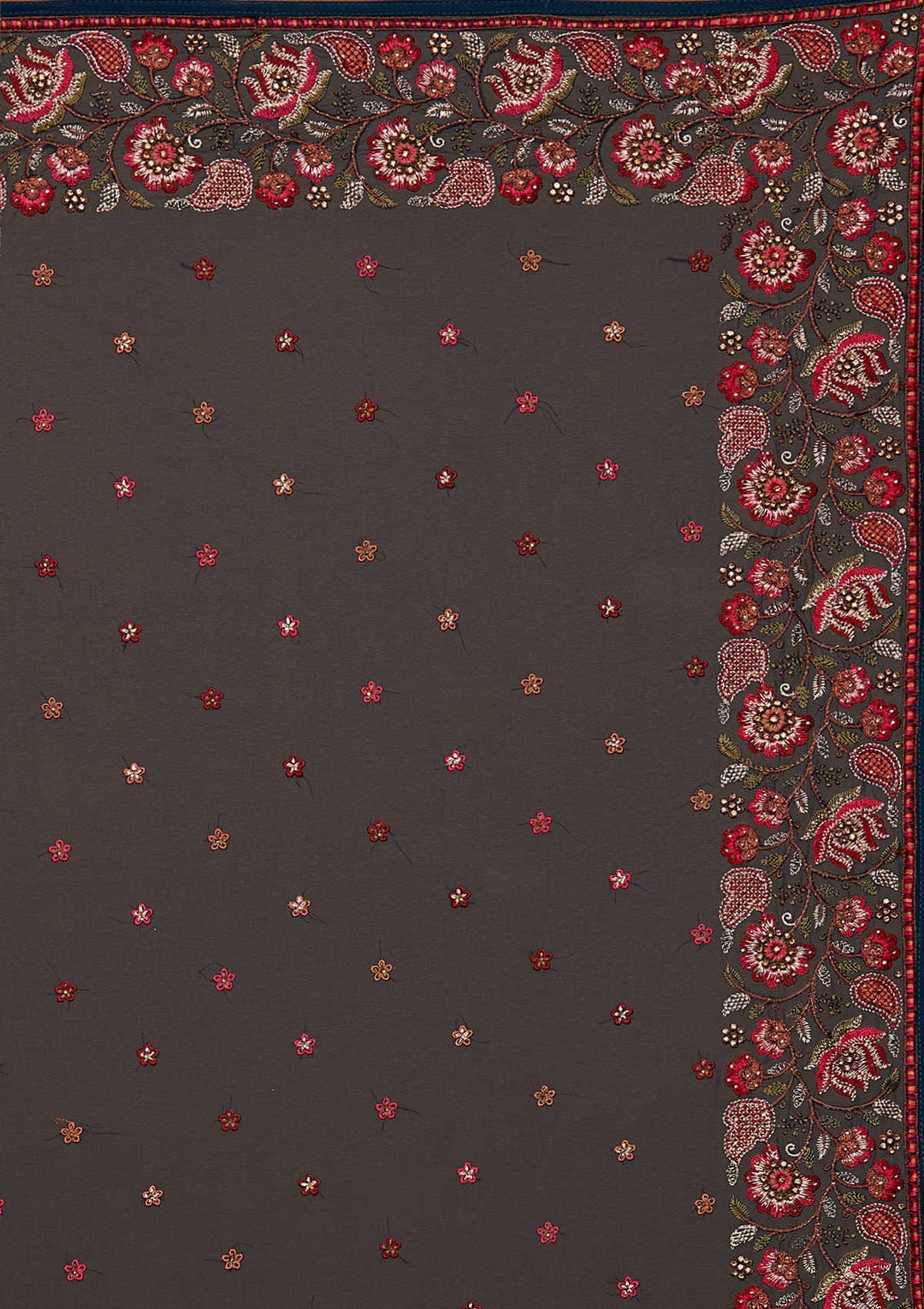 Peacock Blue Zariwork Georgette Saree-Koskii