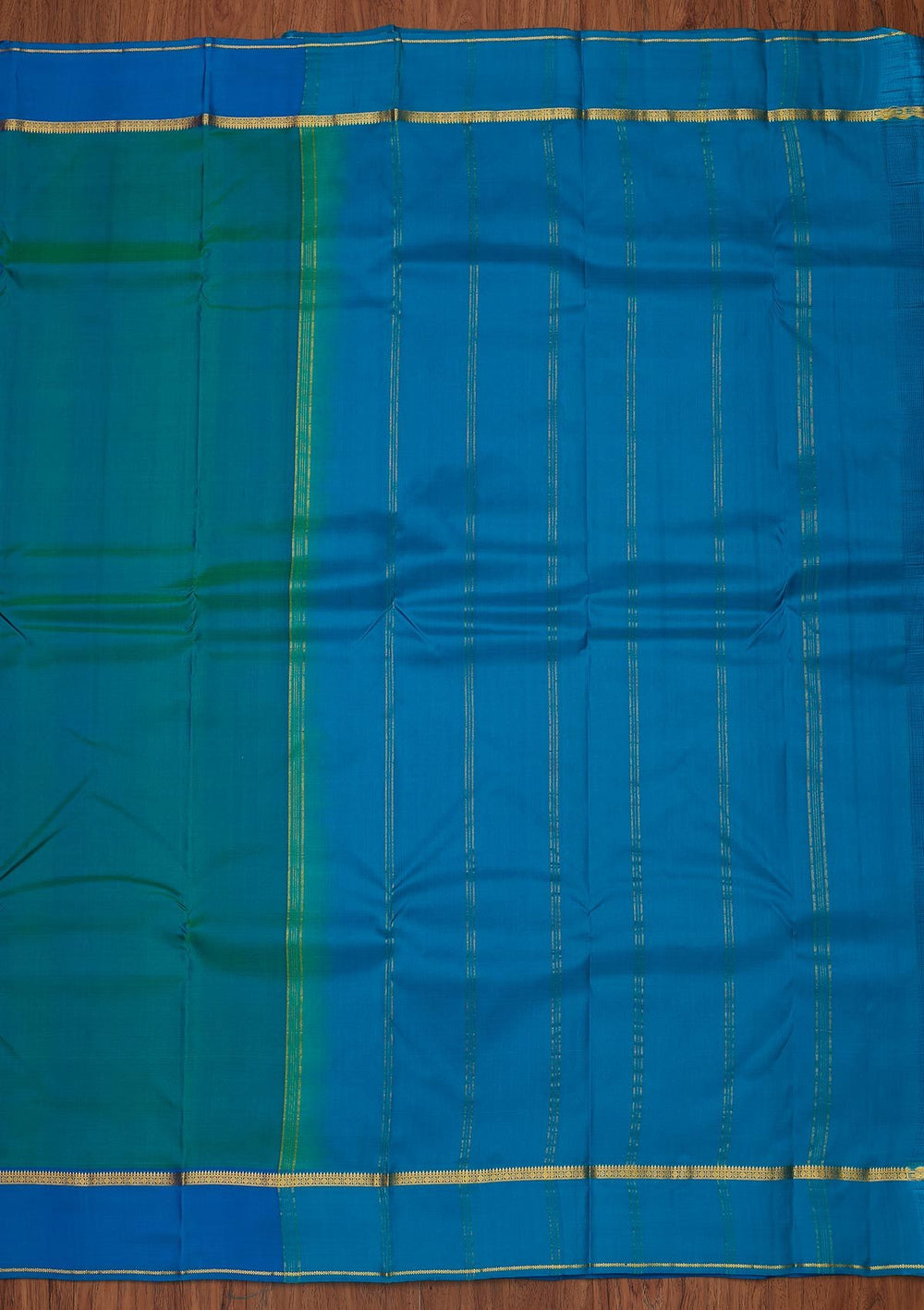 Peacock Blue Zariwork Pure Silk Designer Unstitched Saree - Koskii