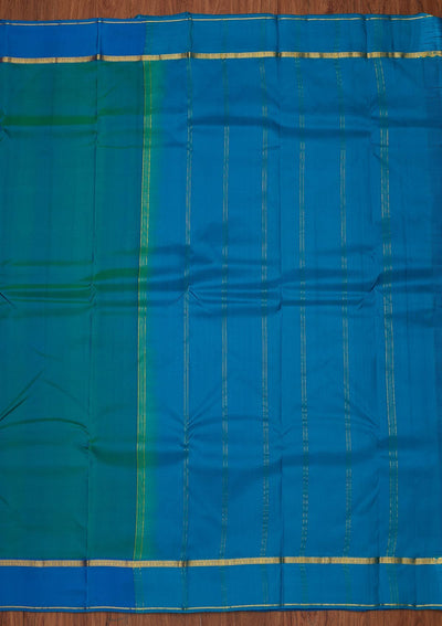 Peacock Blue Zariwork Pure Silk Designer Unstitched Saree - Koskii