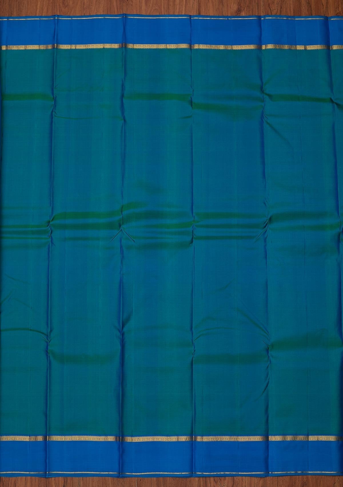 Peacock Blue Zariwork Pure Silk Designer Unstitched Saree - Koskii