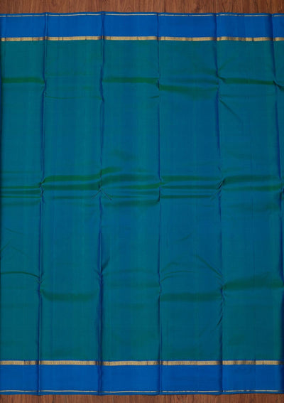 Peacock Blue Zariwork Pure Silk Designer Unstitched Saree - Koskii