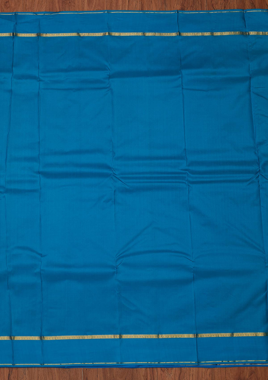 Peacock Blue Zariwork Pure Silk Designer Unstitched Saree - Koskii