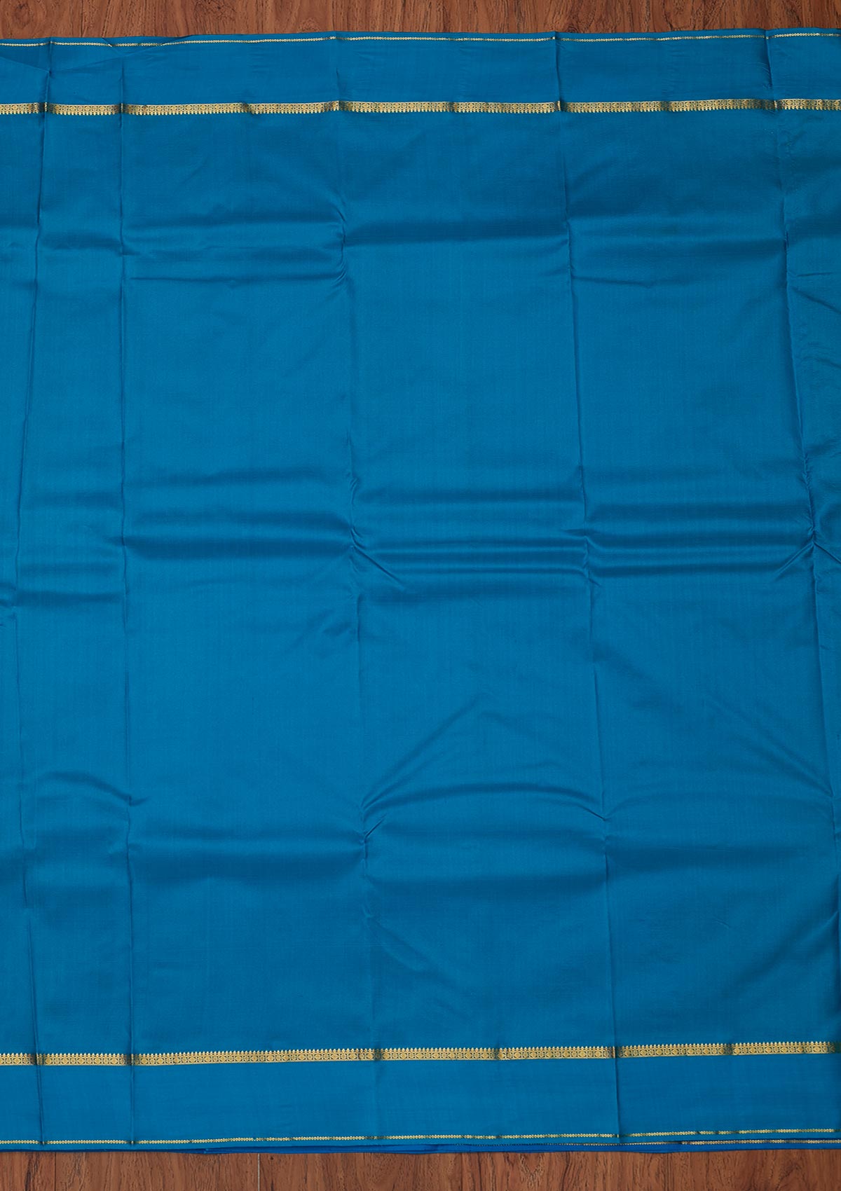 Peacock Blue Zariwork Pure Silk Designer Unstitched Saree - Koskii