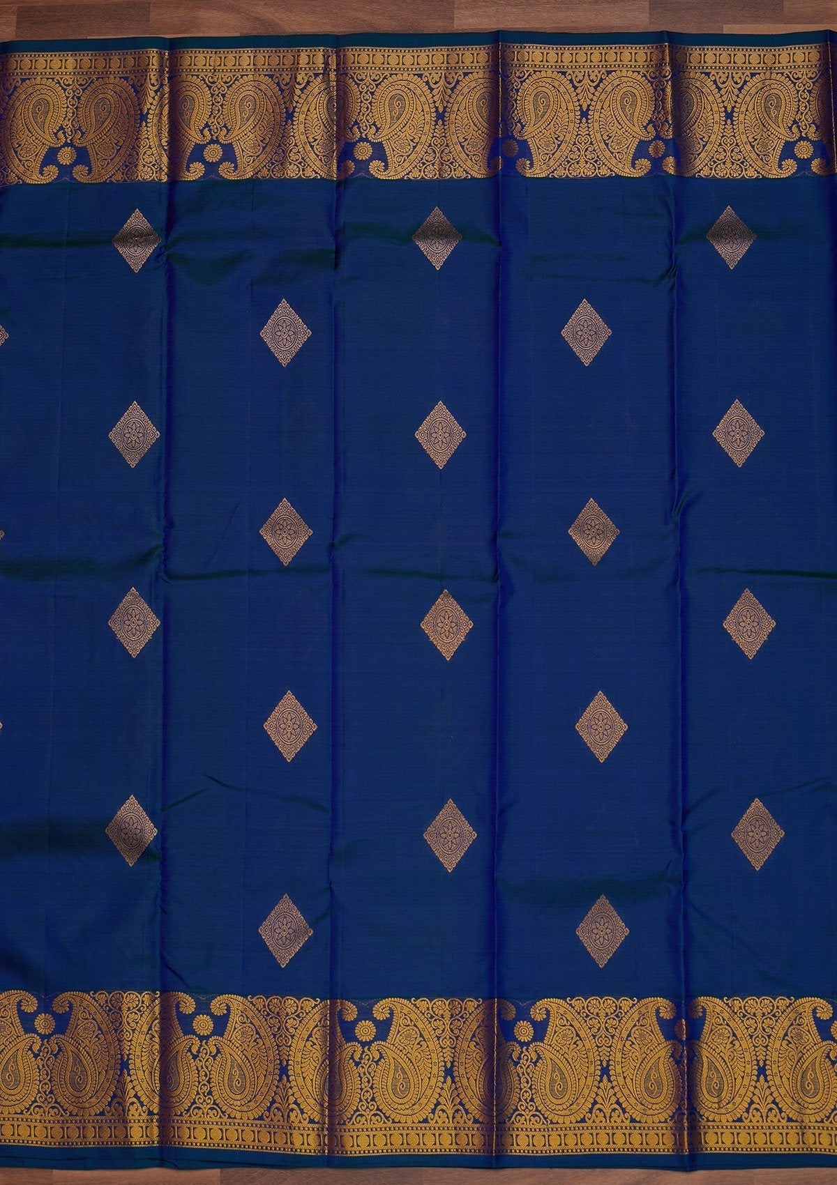 Peacock Blue Zariwork Pure Silk Designer Saree - Koskii