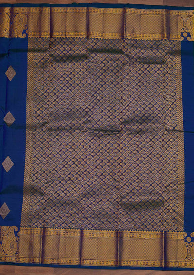 Peacock Blue Zariwork Pure Silk Designer Saree - Koskii